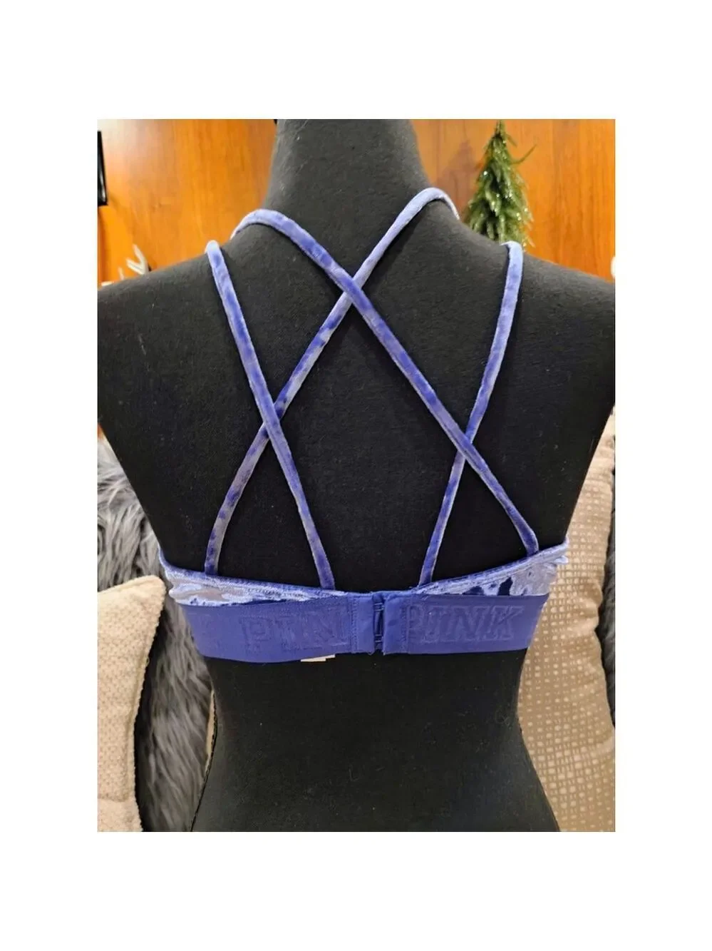 PINK Blue Velvet Bralette Women's